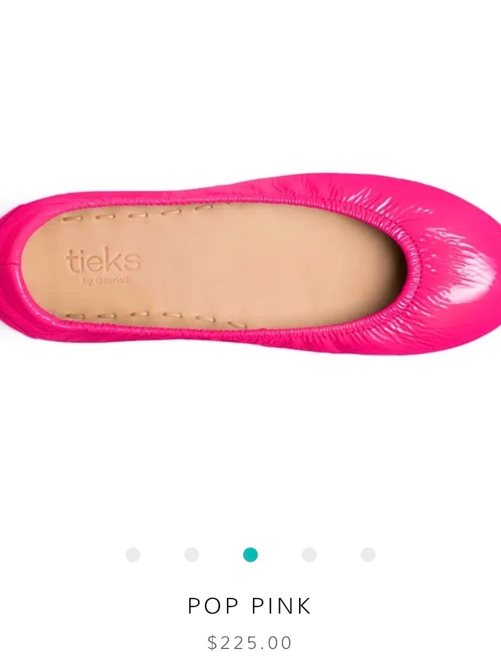 Tieks Pop Pink with Teal Soles Ballet Flats - Picture 2 of 6